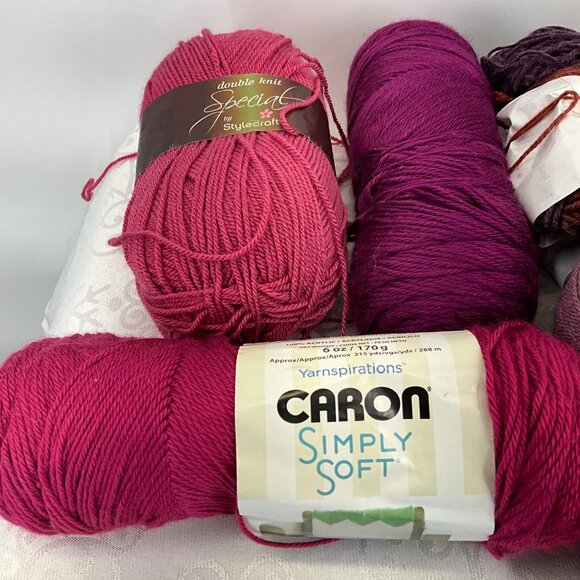 Assorted Yarn Bundle Fuchsia Raspberry Grape & Stained Glass Colors 100g Stylec - Picture 2 of 7